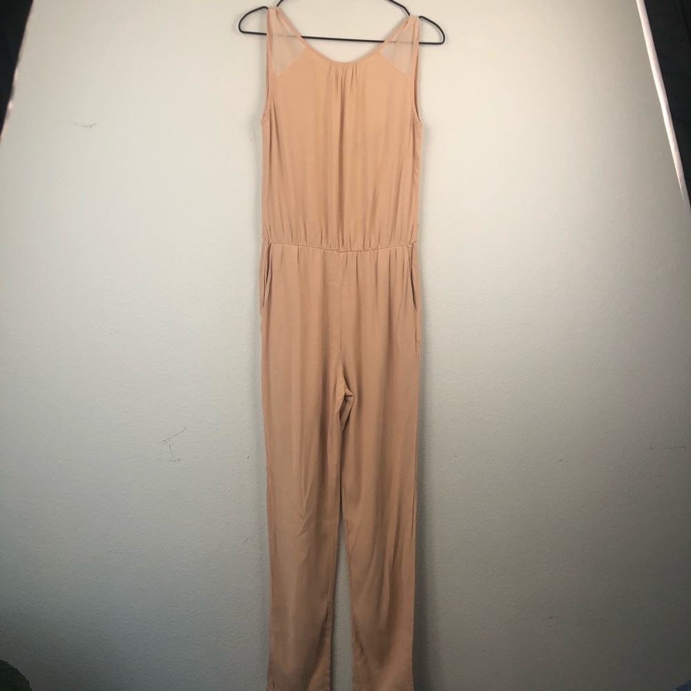 Zara • Blush Sleeveless Jumpsuit with Sheer Panels - Picture 3 of 8